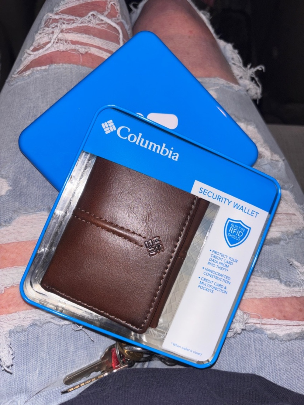 Columbia Brown Leather RFID Security Wallet